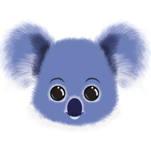 Illustration d’un koala de la collection Doudounimaux, avec un sourire doux et un regard apaisant.