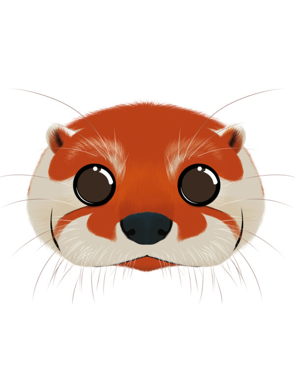 Illustration d’une loutre de la collection Doudounimaux, avec un sourire chaleureux et un regard doux et bienveillant.